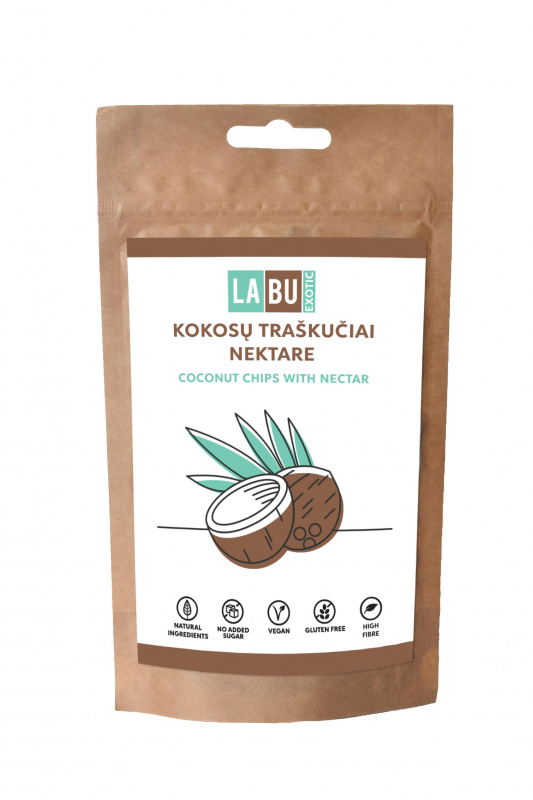 LABU EXOTIC Kokosų traškučiai nektare, 50 g 